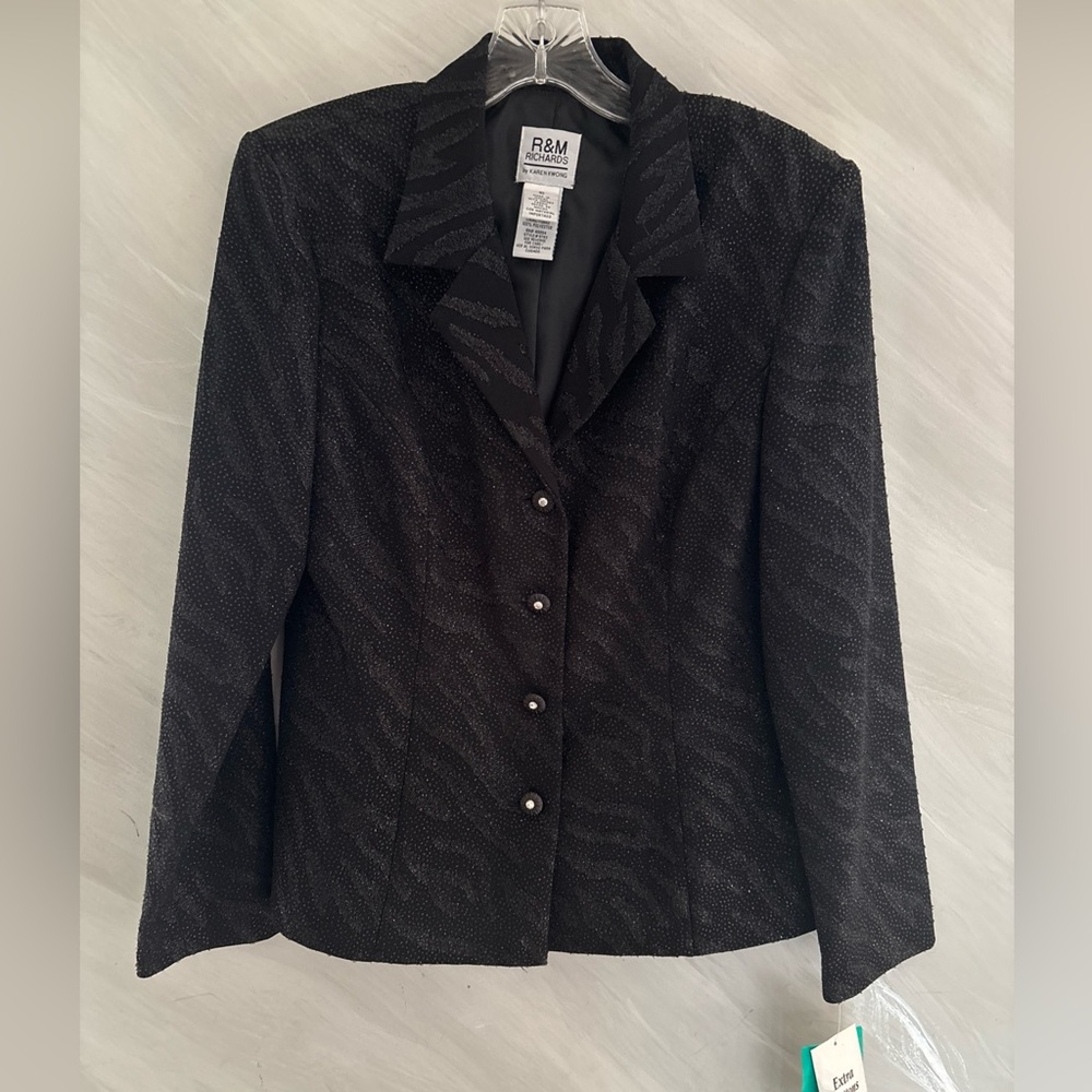 R&M Richard by Karen Kong 10 Black Sparkling Lg Sleeve Blazer Jacket Occasion